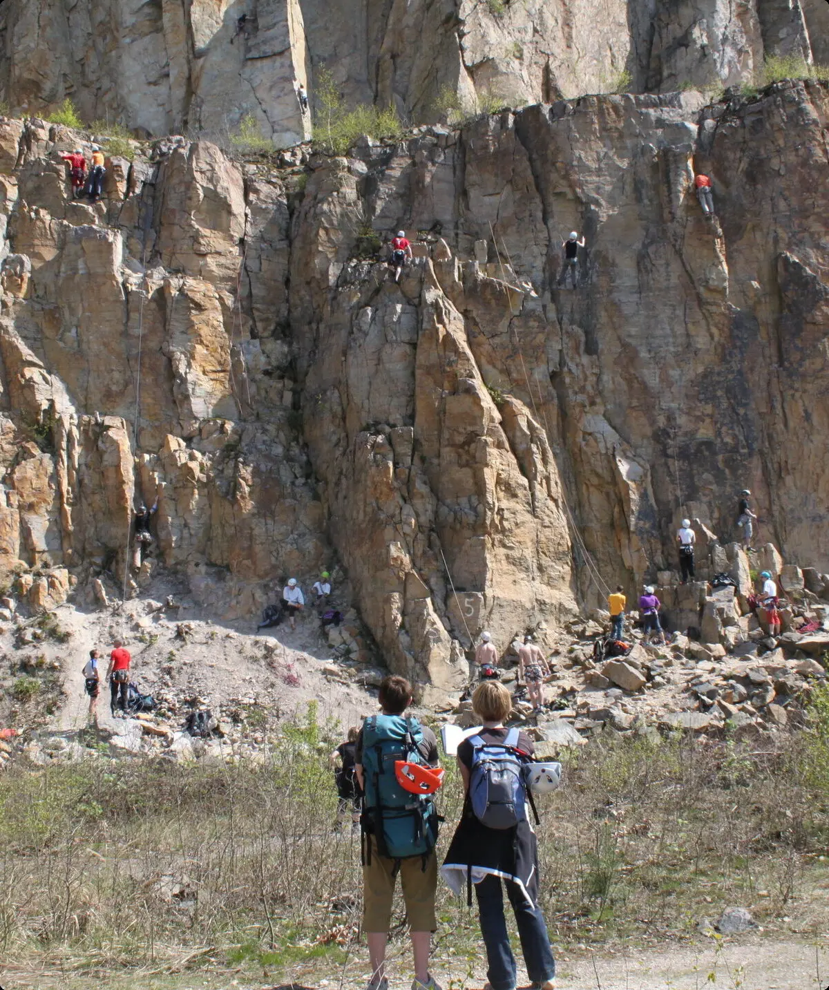 Zwei Kletterer vor einer Wand im Steinbruch Schriesheim | © DAV/Steffen Reich